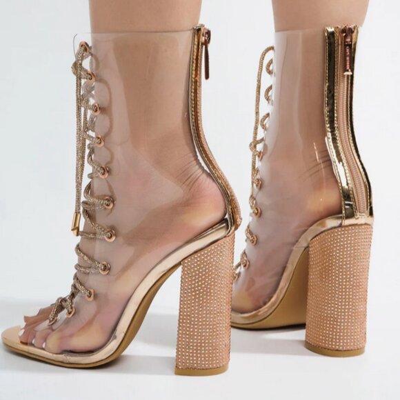 New CAPE ROBBIN Clear Booties with bling laces Size 8 - Picture 3 of 16